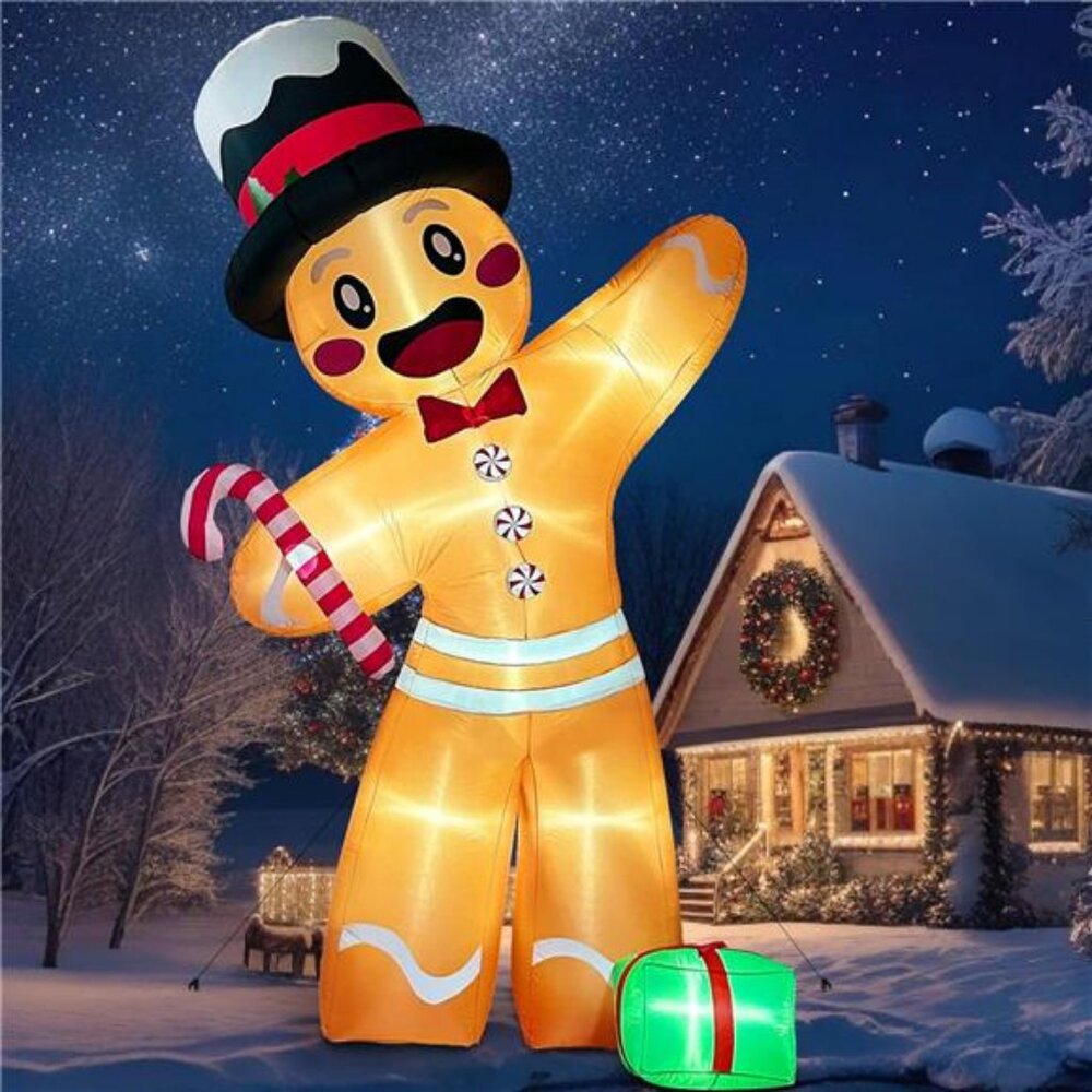 12FT Christmas Inflatables Outdoor Decorations, Giant Gingerbread Inflatable